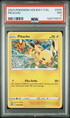 Pokemon Card Pikachu 049/195 Holo Snowflake Holiday Calendar PSA 7 NM