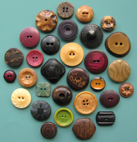 Antique Vintage Vegetable Ivory Buttons VI 30 Pcs Different Pattern Color Lot 6