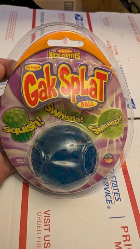 Vintage NOS Original 2002 GAK SPLAT Ball Blue Nickelodeon Swhistle Ball. New!