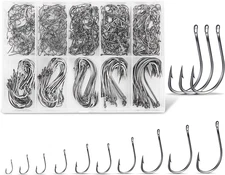 Carbon Steel Fishing Hooks 500 Pcs, Circle Hooks Assortment for Saltwater