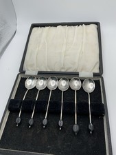 1920s Art Deco Set of Sterling Silver Demitasse Spoons in Original Case