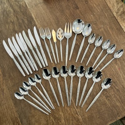 VTG NASCO FLEUR Rose Silver Stainless Serving Iced Tea Spoon Floral Japan Lot 33
