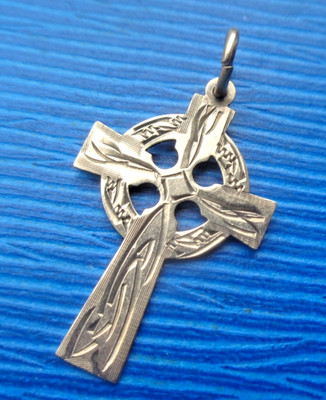 Gold Keltenkreuz 9kt Gelbgold Anhänger Dublin irische Punze um 1990