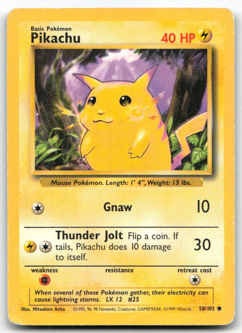Pikachu Pokémon TCG Nintendo Base Set Individual Collectible Card