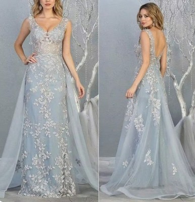 Leaf Appliques Sheath Wedding Party Dress Long Mother Of The Bride Dresses