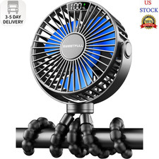 SWEETFULL Portable Stroller Fan with LED Display, 4 Speed Rechargeable Mini Clip