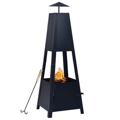 Feuerstelle schwarz 35x35x99 cm Stahl