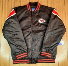 Kansas City Chiefs Youth NFL Ultra Game Satin Bomber Jacket Blk - Size XL 18/20 