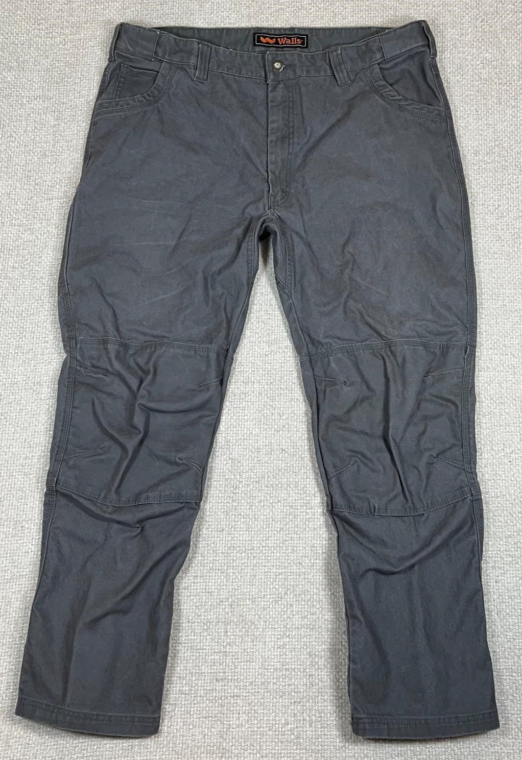 Walls Ditch Digger Work Pants Men's 42x32 Gray Double Knee Stretch Duck Canvas