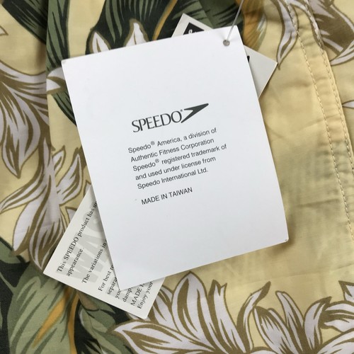 Speedo Board Shorts Mens Medium Yellow Floral Drawstring Mesh Lined NWT - Picture 3 of 12