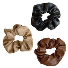 3 Pcs PU Leather Hair Scrunchies Elastic Hair Bands Hair Rings Scrunchy Hair ...