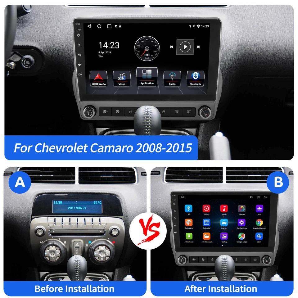 Radio de coche 2+32 GB Android 14 BT GPS estéreo Carplay para Chevrolet Camaro 2008-2015 Foto 4 de 4