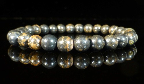 Obsidian Natural Gemstone Bracelet Therapeutic Golden Black - Picture 7 of 7