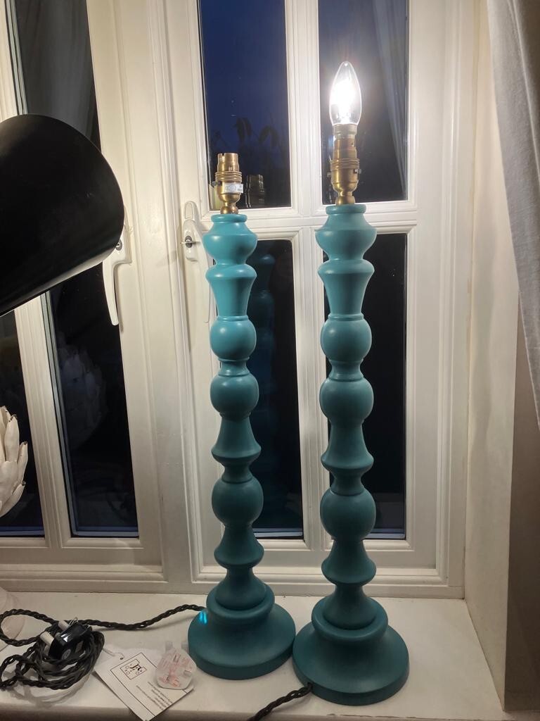Pair of pooky paradise table lamps turquoise eBay