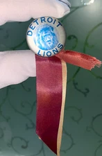 Vintage 1940's NFL Detroit Lions Celluloid Pinback Button Ribbons Football