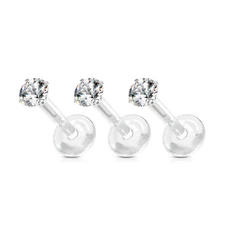 10pc Round CZ Gem Bioflex Labrets 16g Bio-flex Monroes Wholesale Body Jewelry 