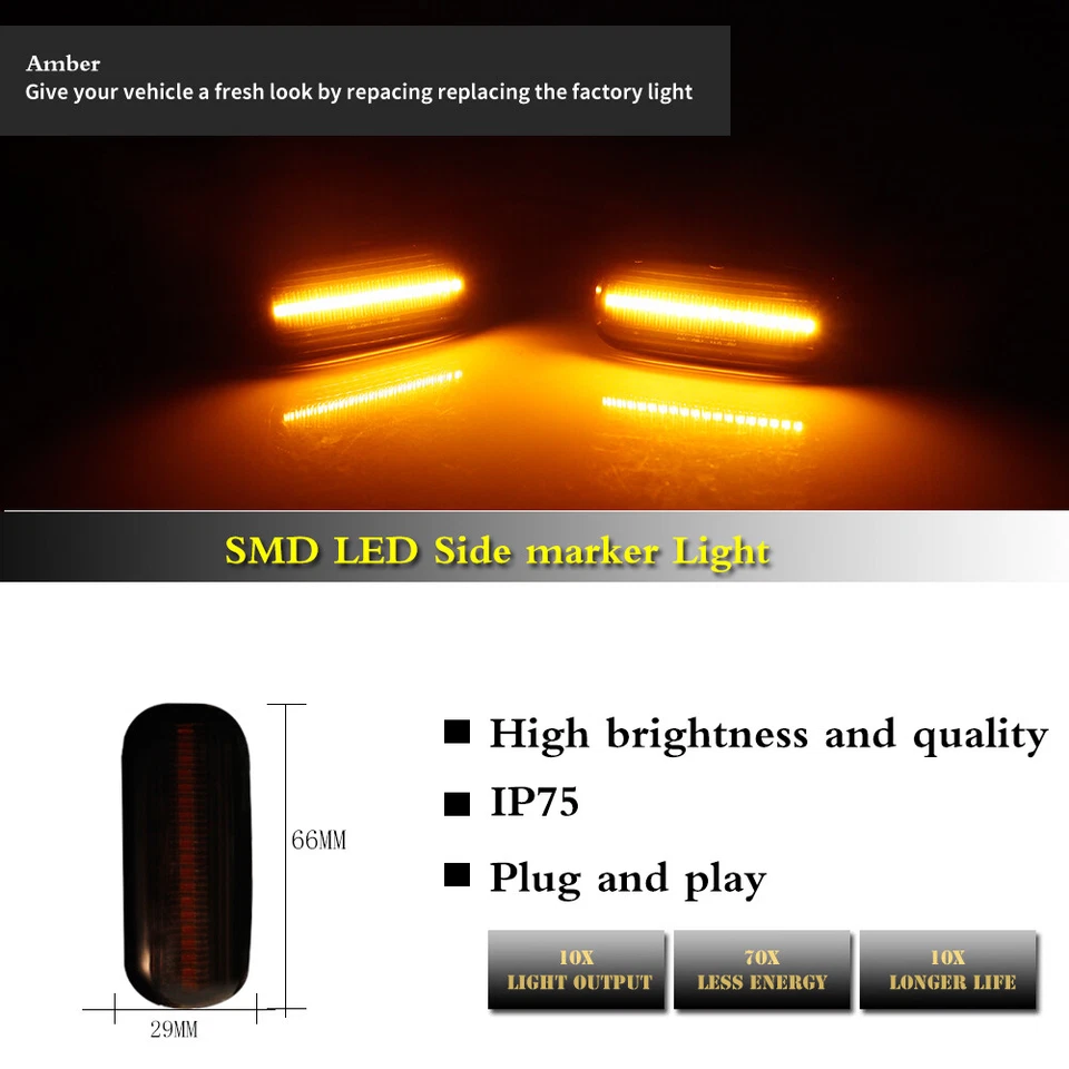 Luz marcadora lateral LED ámbar delantera ahumada 2 piezas para Audi A2 A3 A4 A6 A8 AD0194141 Foto 2 de 4