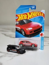 2024 Hot Wheels Red 1992 Honda Civic Eg Si Hatchback & Black Dragster Exclusive