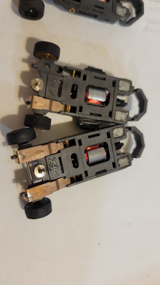 (4) AFX Tomy F1 Indy HO Slot Car parts Chassis. Mega G GPlus 3 Motors