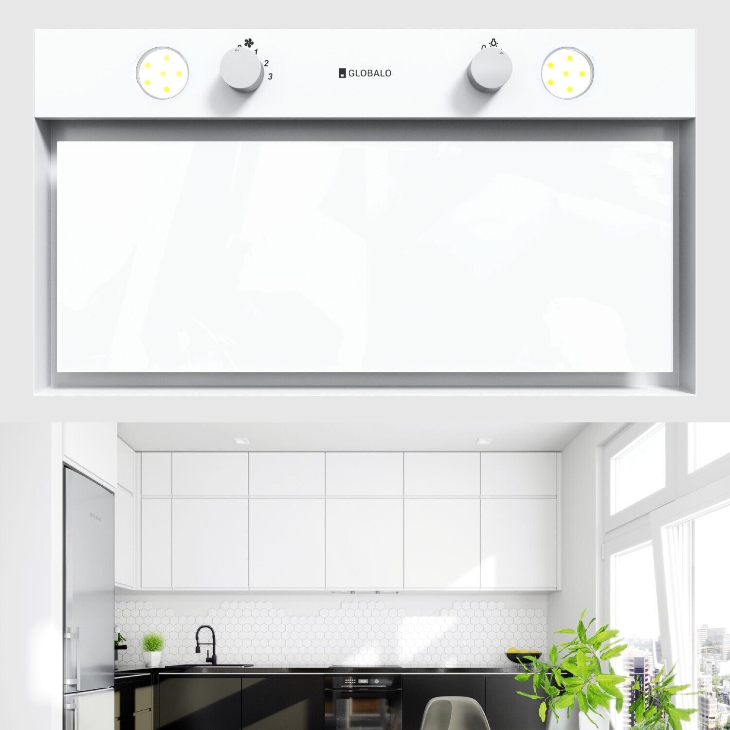 Cappa aspirante 60 cm senza testa Globalo Floweri bianca cappa aspirante...