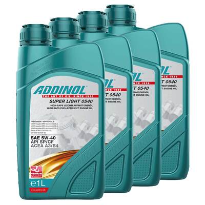 Motoröl Motor Öl ADDINOL 5W-40 Super Light 0540 4 X 1 Liter für VW Passat Polo