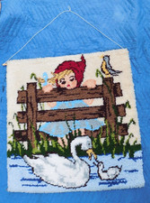 Hummel Goebel Latch Hook Kit Paragon - Girl at Fence w/Bird Spring Vintage 80s