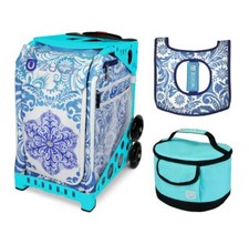Zuca Sport Bag - Ice Garden with Seat Cover and Lunchbox Turquoise Frame