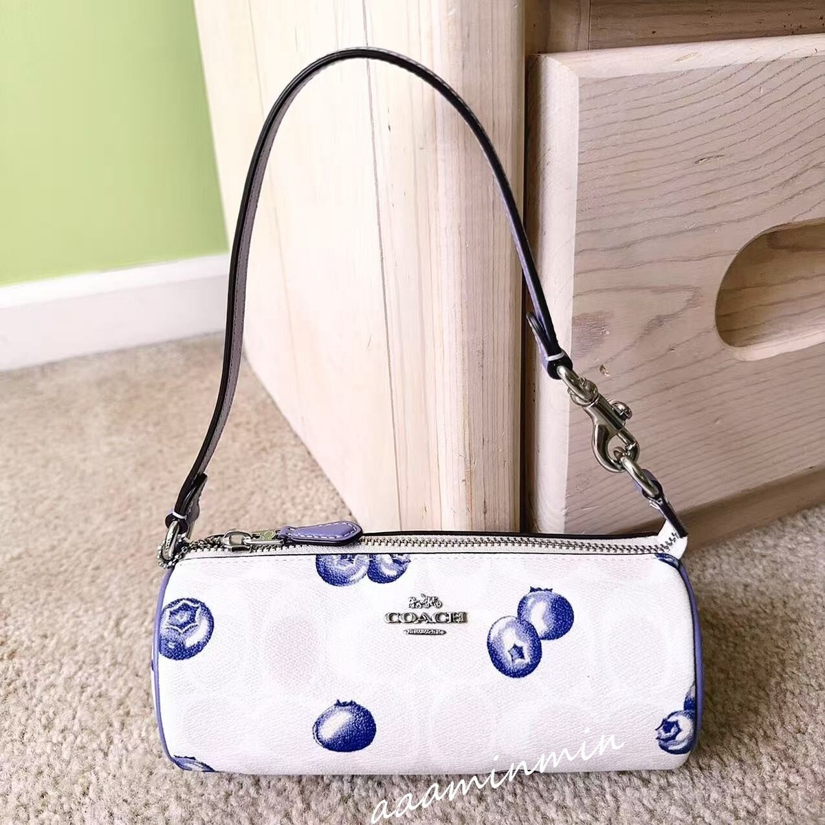 Coach Nolita Barrel Bag In Signature Canvas With Blueberry