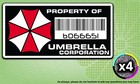 x4 PROPERTY OF UMBRELLA CORPORATION HIVE RESIDENT EVIL Stickers Vinyl Decals