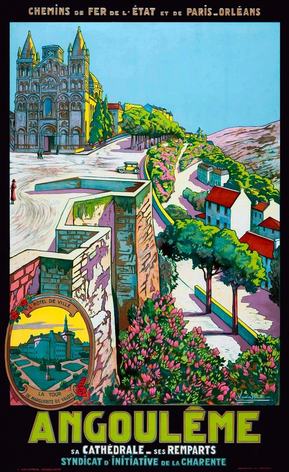 MESIDÉESDECADEAUX Affiche chemin de fer Etat & PO - Angoulême