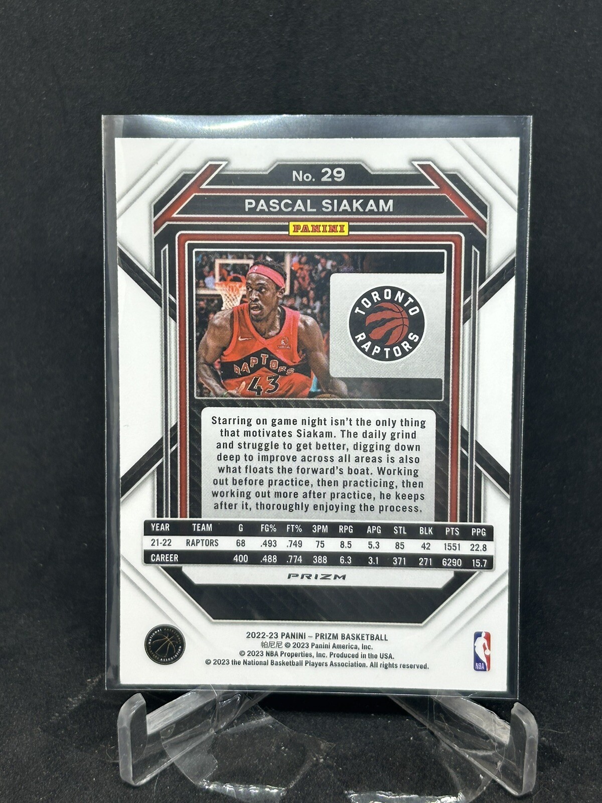 2022-23 Panini Prizm PASCAL SIAKAM Green Ice Prizm Raptors #29 Ssp Fanatics
