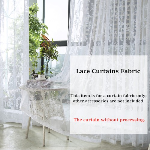 Lace Floral Curtains Fabric Cloth DIY Window Door Tulle Sheer Mesh Country Style - Imagen 3 de 14