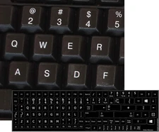 REPLACEMENT ENGLISH US KEYBOARD STICKER KEY FOR COMPUTER LAPTOP BLACK BACKGROUND