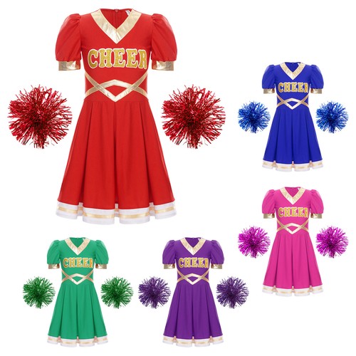 Kids Girls Cheerleading Dance Set Basketball Competition Cheerleading Dress - Picture 3 of 41