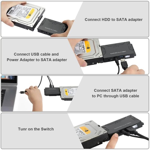 USB 3.0 zu SATA IDE Festplatte Adapter Konverter Kabel für 3,5 2,5 Zoll HDD/SSD D - Bild 5 von 10