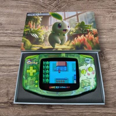 Nintendo Game Boy Advance Custom Pokemon Chikorita GBA IPS Backlit Screen.