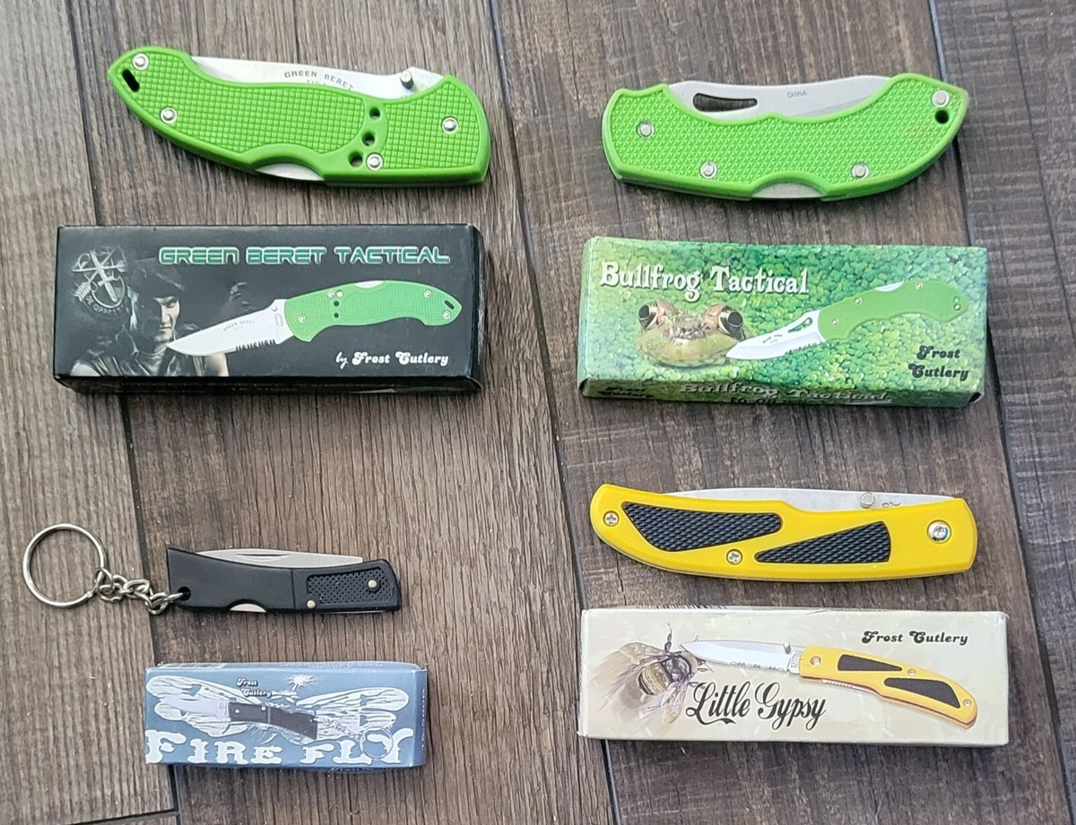 Frost Cutlery Folding Knife LOT of 4 Gypsy Bullfrog Green Beret