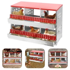 2-layer Egg Box Chicken Coop 6 Compartments Chicken Nesting Box For Poultry