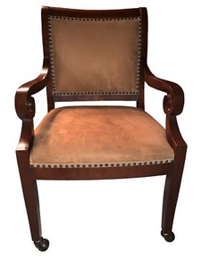 6 St. Timothy Luxury Arm Chairs – Ultra Suede, Beech, Casters – Designer Quality