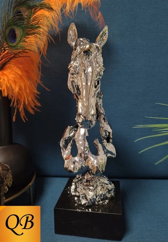 ART DECO BRONZE HORSE HEAD IN SILVER FIGURINE SCULPTURE STATUE ARABIAN FIGURE - Image 4 of 4