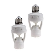 2 pack Screw-In Motion Detector Sensor Light Socket 360  up to 25' All E26 Bulb