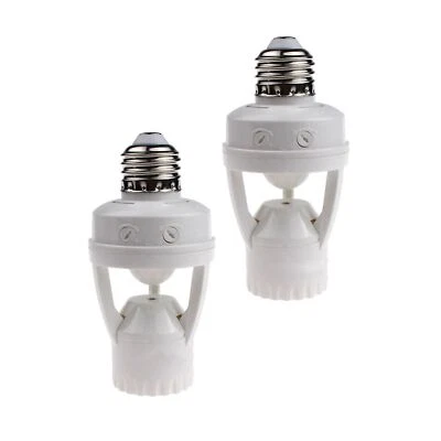 LPHUMEX 2 pack Screw-In Motion Detector Sensor Light Socket 360° up to 25' All E26 Bulb