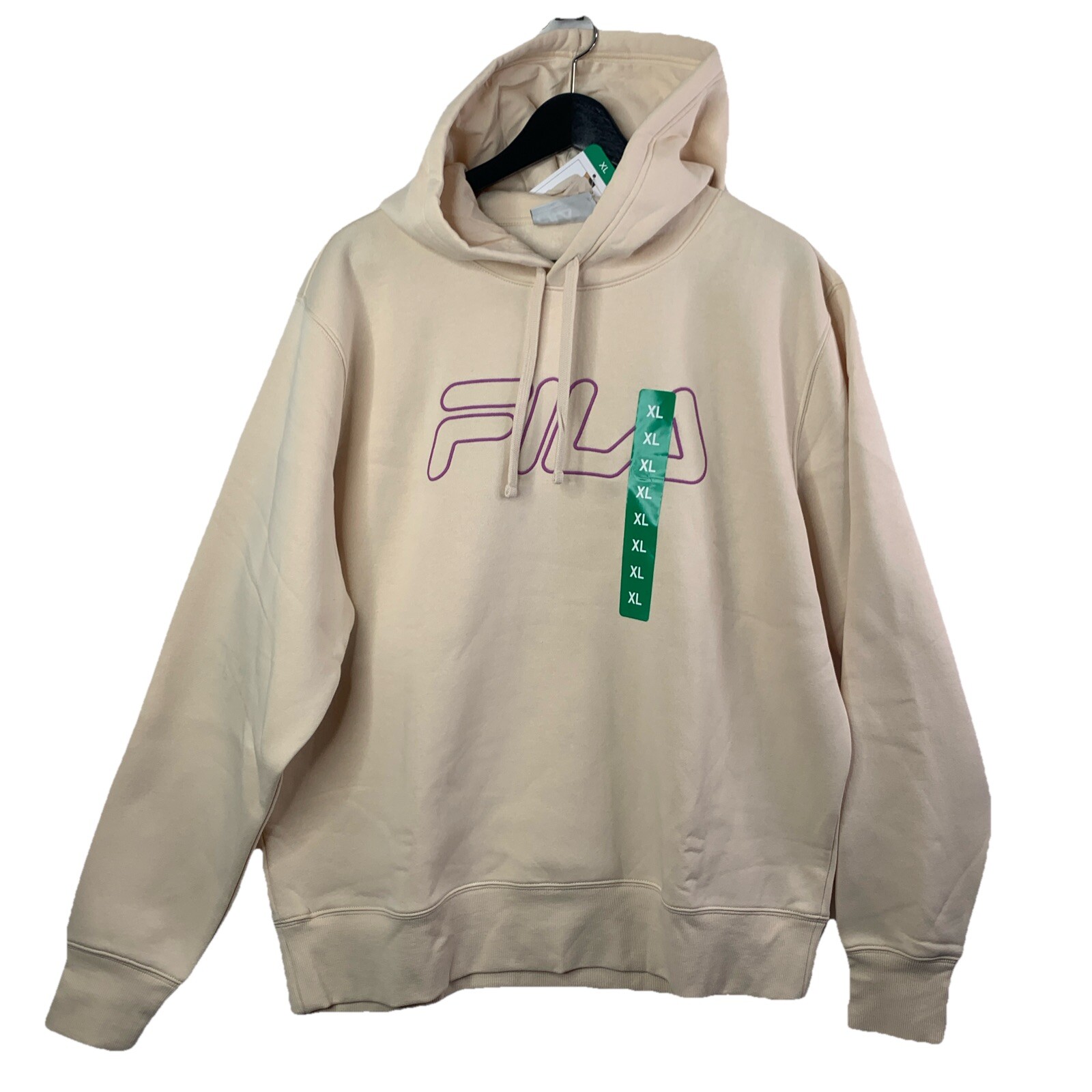 Felpa con cappuccio pullover Fila taglia XL donna logo beige cordoncino vita a costine