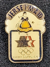 VINTAGE LOS ANGELES 1984 OLYMPICS JERSEY MAID SPONSOR COLLECTIBLE PIN 56