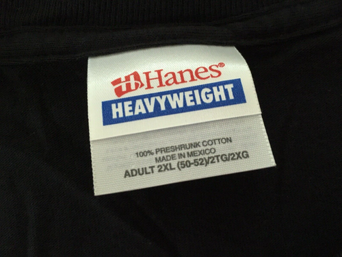NEW Hanes Heavyweight Mens 2X XXL Black Sleeve T-Shirt - Picture 2 of 3