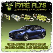 White LED interior lights package kit for 2014-17 Mazda3 8 pcs 3014 series SMD