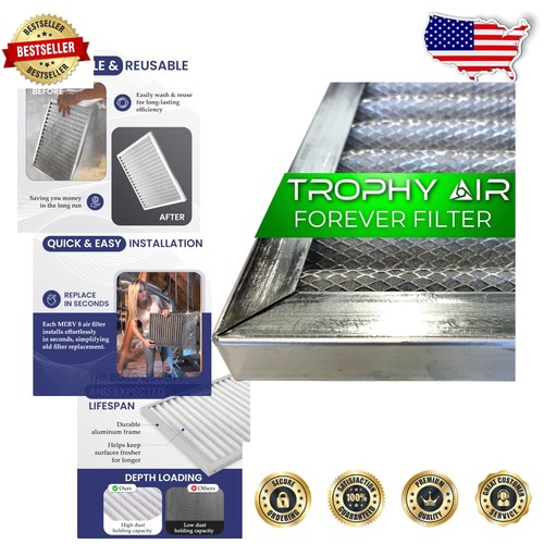 MERV 8 Washable Furnace Filter - Superior Air Quality, Easy Installation 10x20x1