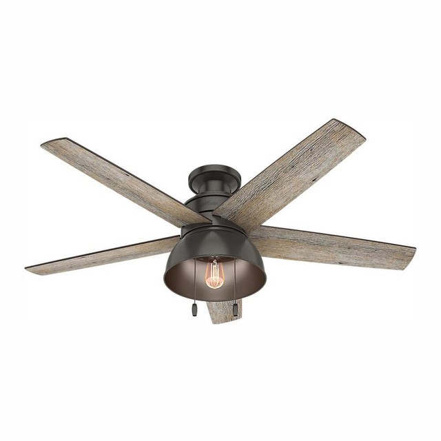 Hunter Bishop Hill 52 In Led Indoor Outdoor Noble Bronze Ceiling Fan With Kit