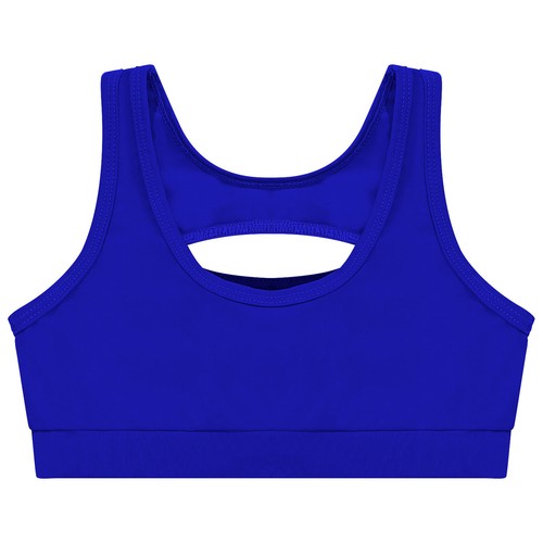 Kids Girls Crop Top Sleeveless Slant Shoulder Stretchy Vest Training Sport Bra - Picture 38 of 52