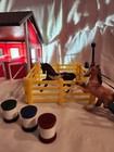 Breyer Stablemates Red Barn 3 Stall w/Corral, Trough, Jump, 3 Barrels, 2 Horses — photo 8